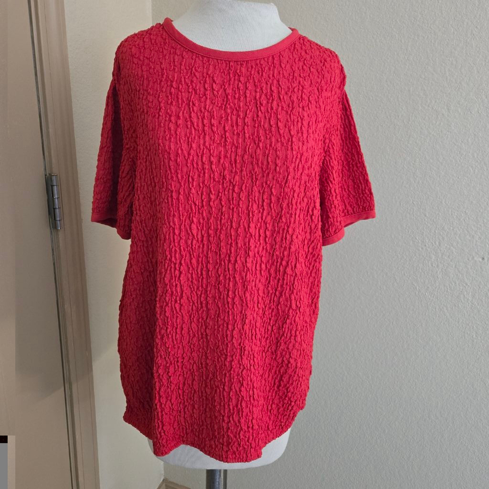 Double D Ranch Wear Textured Top Size S Red Oversized
